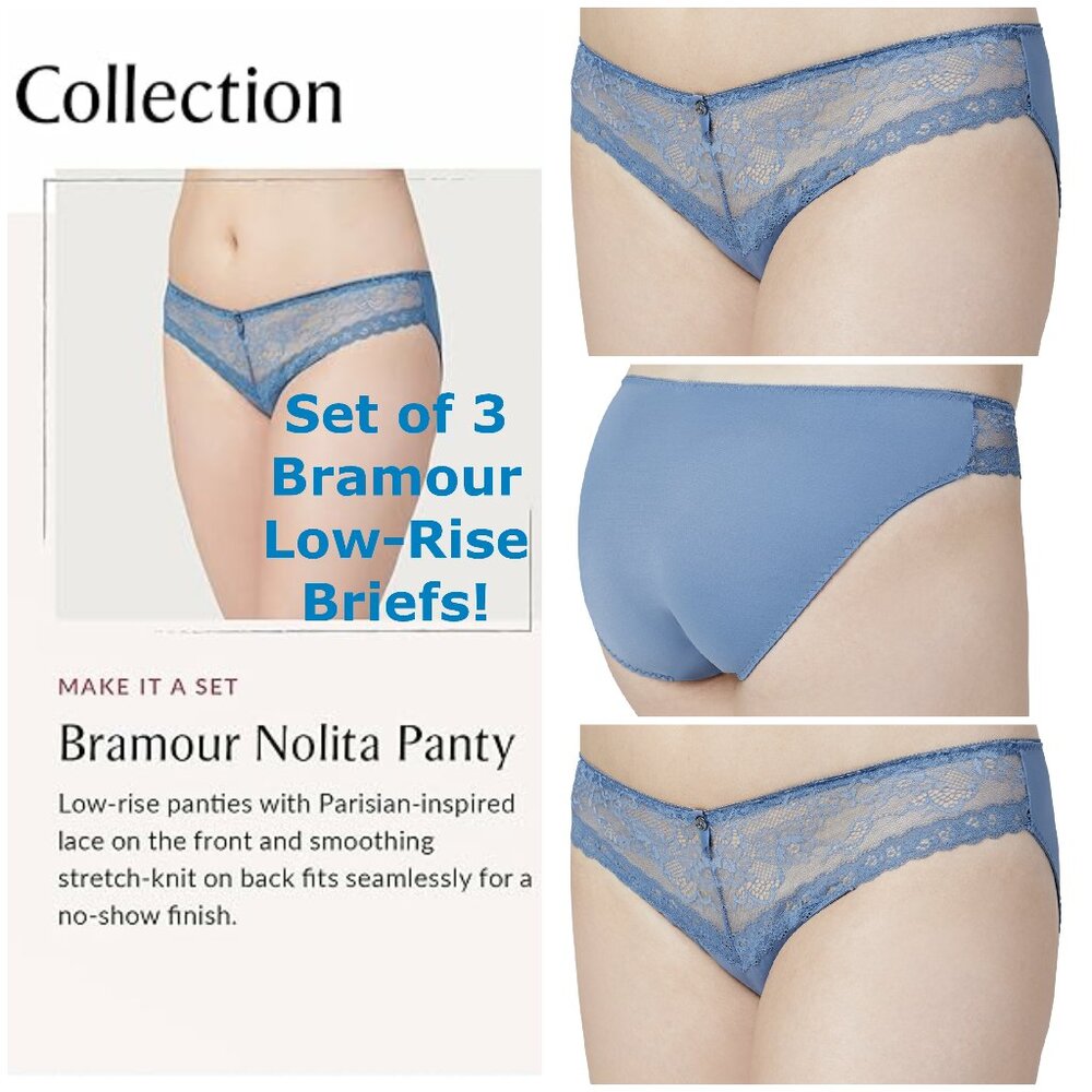 Set of 3! Panties 3XL Briefs Bramour Nolita 3XL FITS 35-36" Waist Low Cut Blue